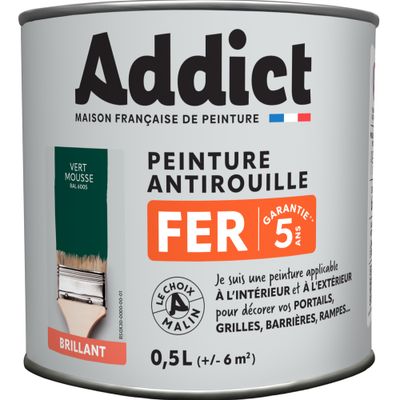 Peinture FER Brillant vert mousse Ral 6006 0,5 L - ADDICT