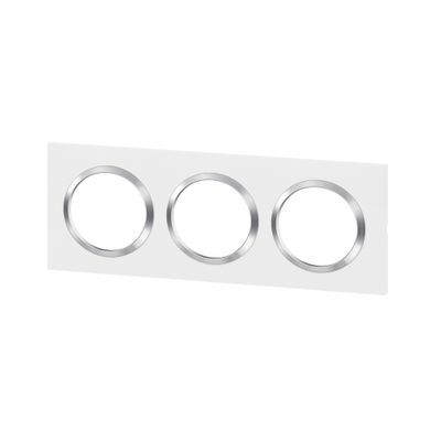 Plaque de finition 3 postes carrée Blanc et chrome - Dooxie LEGRAND