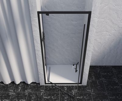 Porte de douche pivotante 100x200 cm profilé noir verre transparent 8 mm Signature - OCEA