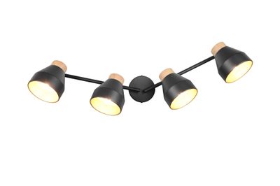 Réglette 4 spots E14 VALENTIN noir et bois 4 X 10W - CASALUM