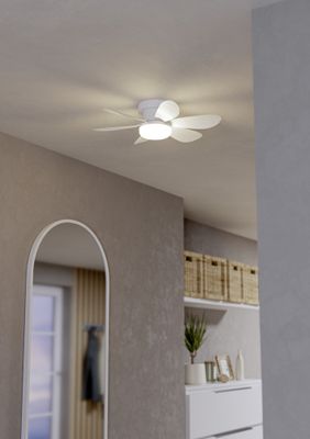 Ventilateur de plafond silencieux avec lumière LED + télécommande Blanc Ø52cm - Clovelly EGLO
