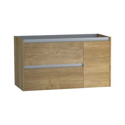 Caisson de salle de bains Thana 2 tiroirs 1 porte 100 x 59 x 46 cm panneau de particules chêne naturel