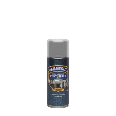 Peinture aérosol fer extérieur direct sur rouille Martelé Gris Argent 400 ml HAMMERITE