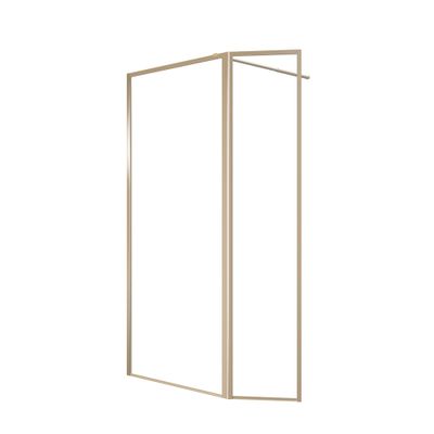 Paroi de douche à l'italienne avec déflecteur 90+40x200 cm profilé or verre transparent 5 mm Golden Edge - AURLANE