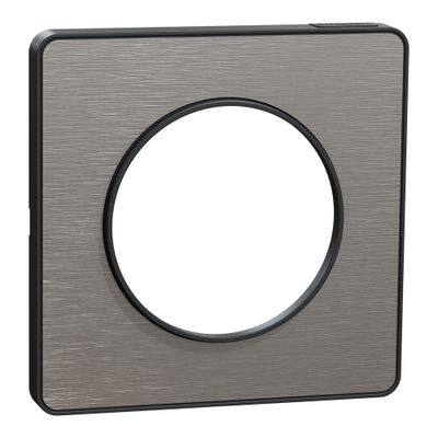 Plaque de finition 1 poste aluminium brossé/ anthracite - Odace 2011 Touch SCHNEIDER ELECTRIC