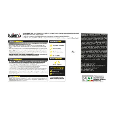 Peinture acrylique Rapide blanc satin 5 L - JULIEN