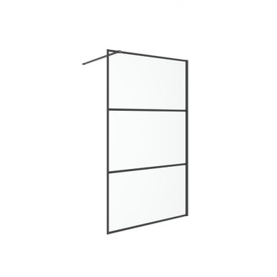 Paroi de douche à l'italienne 120x205 cm profilé noir verre transparent 6 mm Indus - OCEA