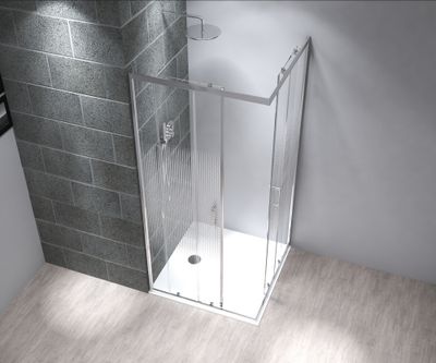 Accès d'angle coulissant 80x80x195 cm profilé chrome verre sérigraphié 6 mm Serenity - OCEA