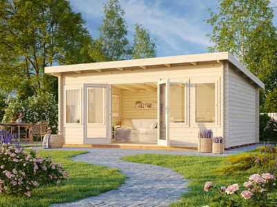 Chalet de jardin en bois Lisa avec toit plat - 25,8 m² hors-tout - Livraison à domicile incluse - PALMAKO