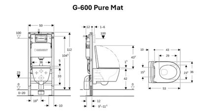 Pack WC suspendu sans bride G-600 Pure Mat V2 - GEBERIT