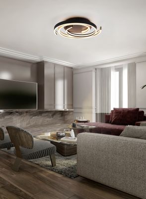 Plafonnier CAYA laiton et noir LED 58W 6800 lumens blanc dynamique CCT - TRIO