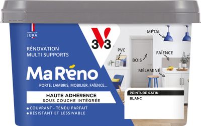 Peinture de rénovation multi- V33supports MaRéno blanc finition satinée 0,5 L - V33