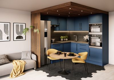 Fileur d'angle pour meuble de cuisine Lotus bleu indigo mat 70 x 4,6 x 4,6 cm OFITRES