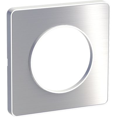 Plaque de finition 1 poste aluminium brossé/ blanc - Odace 2011 Touch SCHNEIDER ELECTRIC