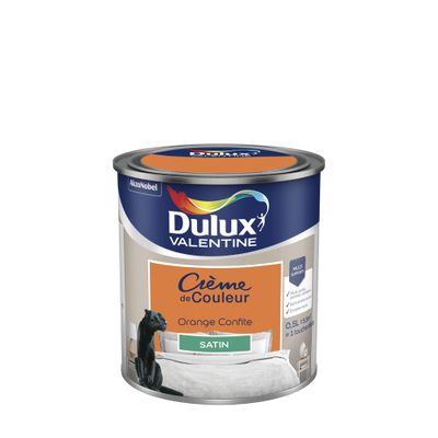 Peinture crème de couleur Orange Confite Satin 0,5 L - DULUX VALENTINE