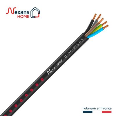 Câble électrique U1000 R2V 5G1,5 mm² rigide intérieur/extérieur au mètre - NEXANS
