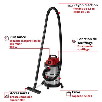 Aspirateur eau et poussière 20 L TC-VC 2045S - EINHELL