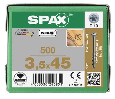 Vis parquet 3,5 x 45 mm par 500 SPAX
