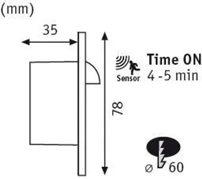 Spot LED encastrable mural avec détecteur de mouvement crépusculaire rond blanc- PAULMANN