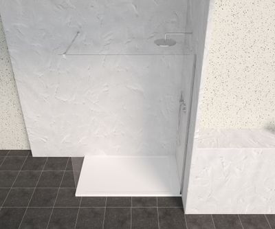 Paroi de douche à l'italienne 140x200 cm profilé chrome verre transparent 8 mm Signature - OCEA