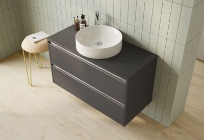 Plateau de salle de bains Thana avec renfort L100 x H1,6 x P46 cm panneau de particules anthracite mat