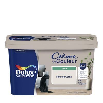 Peinture crème de couleur Fleur De Coton Satin 2,5 L - DULUX VALENTINE