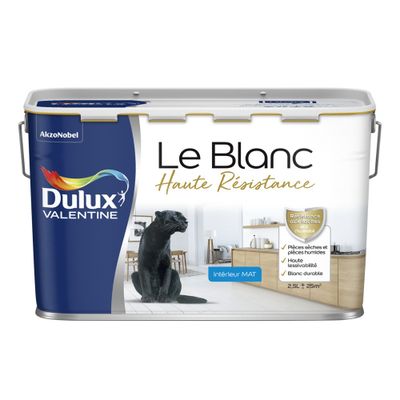 Peinture acrylique Haute Résistance Blanc mat 2,5 L - DULUX VALENTINE