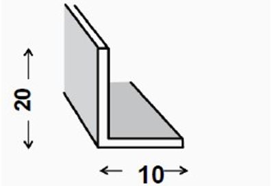 Cornière inégale aluminium brut 20 x 10 x 1,2 mm 2,50 m CQFD