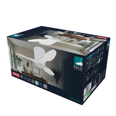 Ventilateur de plafond silencieux avec lumière LED + télécommande Blanc Ø91cm - Baracarès EGLO