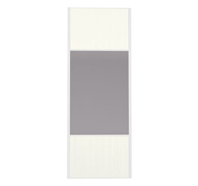 Porte de placard Miroir et Blanc Nacré Structuré Profil blanc H 248,5 x L 92,2 cm YNGENIO