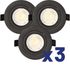 Spots LED encastrables GU10 lumière blanc chaud Noir par 3 - Saphyr ARLUX