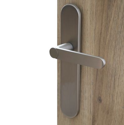 Poignées de porte sur plaques sans trou sans perçage Meudon K nickel satiné mat LINEA BERTOMANI