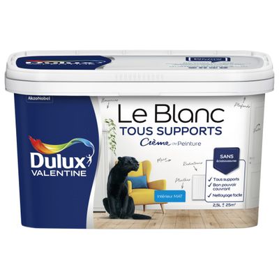 Peinture acrylique Tous Supports blanc mat 2,5 L - DULUX VALENTINE
