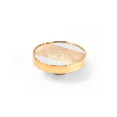 Bouton de meuble rond laiton blanc bois diamètre 40 mm REI