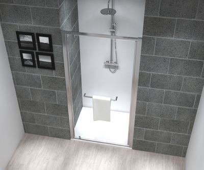 Porte de douche pivotante 100x195 cm profilé chrome verre transparent 6 mm Serenity - OCEA