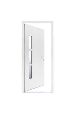 Porte d'entrée monobloc aluminium blanc 2 faces poussant gauche H.215 x l.90 cm CLOSY