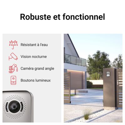 Visiophone écran 7 pouces noir effet miroir avec platine - Easykit Plus LEGRAND