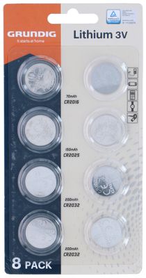 Piles bouton lithium CR2016 CR2025 et CR2032 par 8 - GRUNDIG