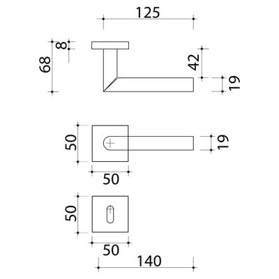 Poignées de porte sur rosaces carrées sans trou Edison inox ALPERTEC