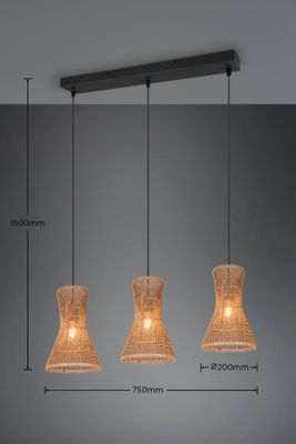 Suspension E27 Bijou fil de papier naturel 3x10W - CASALUM