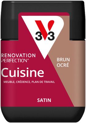 Peinture de rénovation pour cuisine brun ocré finition satinée 75 mL - V33