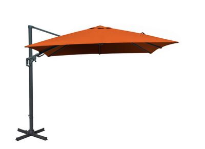 Parasol déporté 3 x 3 m inclinable et orientable rouge mât aluminium PROLOISIRS