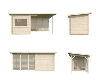 Sauna extérieur Palmako Sanna 5 places 4,1m² avec pergola - 14,4m² - PALMAKO