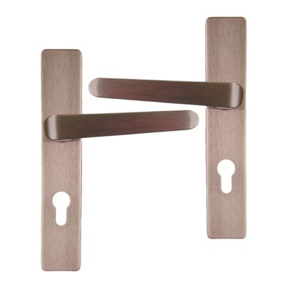 Poignées de porte sur plaques à cylindre double entraxe Célio nickel mat ALPERTEC