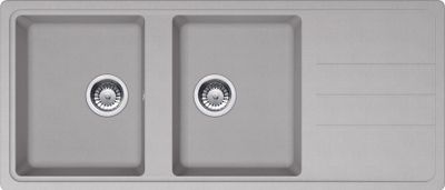 Evier de cuisine composite gris platinium 116x50 cm 2 bacs 1 egouttoir Janus - FRANKE