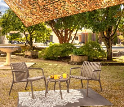 Salon de jardin LALIE polypropylène taupe 2 places - JARDILINE