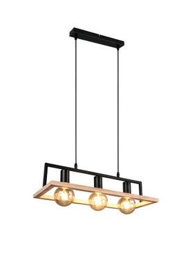 Suspension E27 Bano noir et bois 3x10W - TRIO