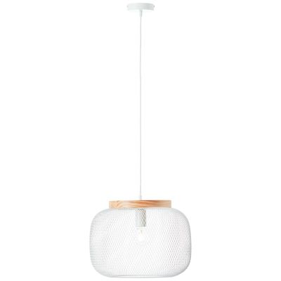 Suspension GIADA métal blanc et bois E27 Ø39 cm - BRILLIANT