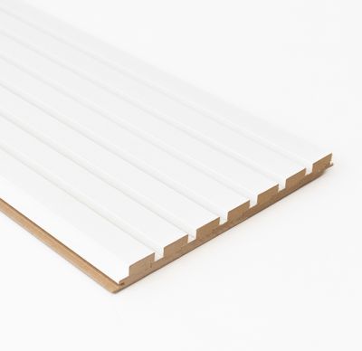 Panneau acoustique mural mdf 3D Latt finition et fond blanc à peindre - 20 x 287 x 1250 mm - AJ TIMBER