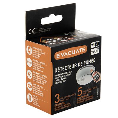 Détecteur de fumée connecté WiFi Autonomie 5 ans - EVACUATE